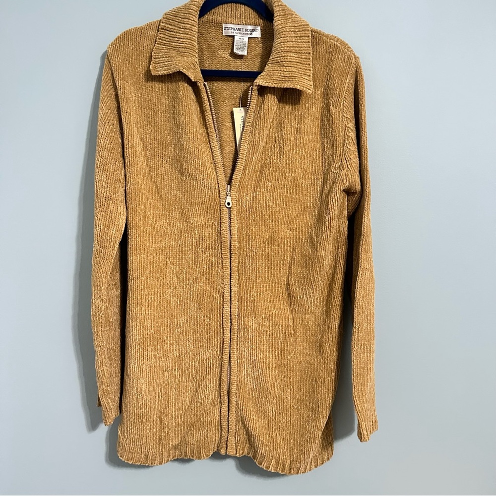 🦋 Stephanie Roger’s Zipper Cardigan Sweater Tan Khaki M